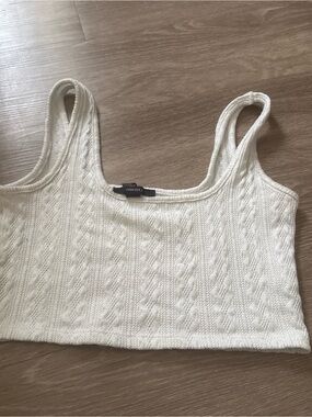 Forever 21 Cream Cable Knit Cropped Tank